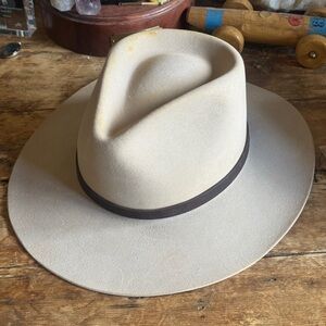 Kemosabe tan cream Stetson beaver 6X gun club cowboy hat felt fedora 60 7 1/2